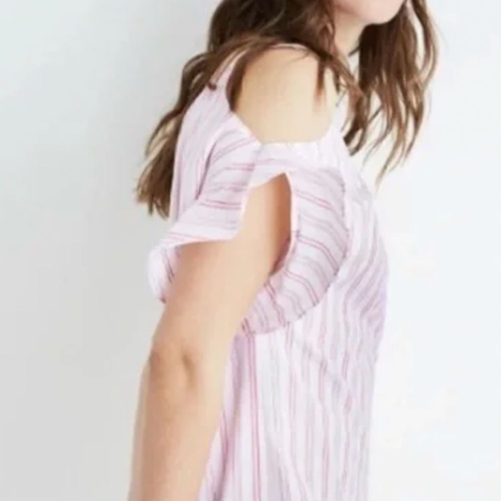Madewell Striped Rose Bloom Cold Shoulder Dress Women's Size Small - Picture 3 of 5